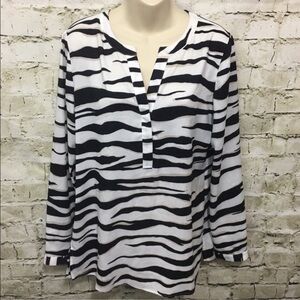 Ann Taylor Animal Print Popover Tunic Top